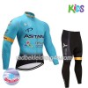 Set Langarmtrikot + Radhose Lange 2017 Astana Pro Team Kinder Winter Thermal Fleece N001